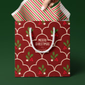 Dark Red Scallop Tile Weihnachtsspries Mittlere Geschenktüte