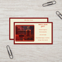 Dark Red Smoke Cigar Shop Business Card Visitenkarte