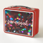 Dark Red Sparkling Metall Brotdose (Vorderseite)