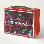 Dark Red Sparkling Metall Brotdose (Rückseite)