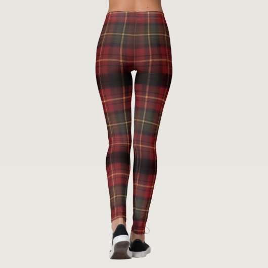 Dark Red Square Tartan Christmas Plaid Leggings (Rückseite)