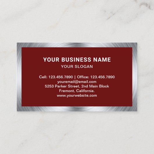 Dark Red Steel Circle Saw Handyman Carpenter Visitenkarte (Rückseite)