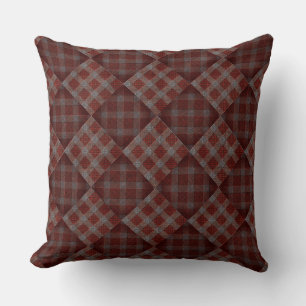 Dark Red Tartan plädiert für mosaic throw pillow Kissen