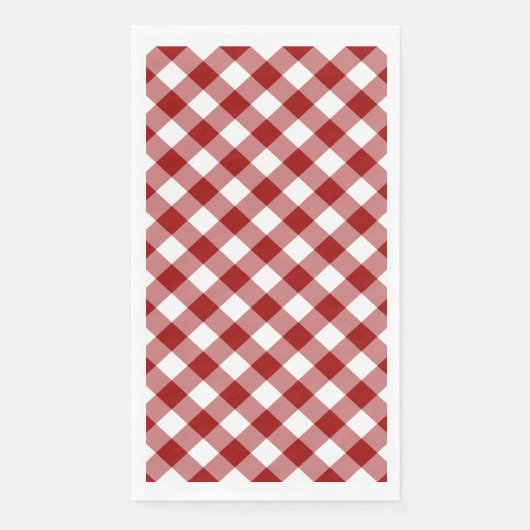 Dark Red und White Gingham Karo Serviette (Vorderseite)