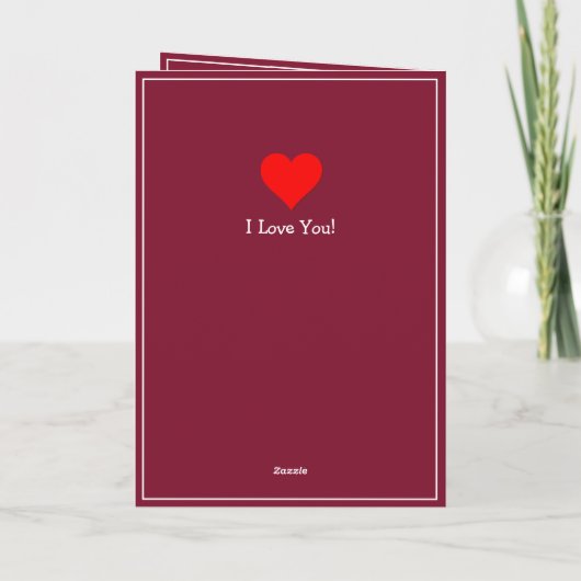 Dark Red Valentine Heart + Liebe Gedicht Karte (Rückseite)