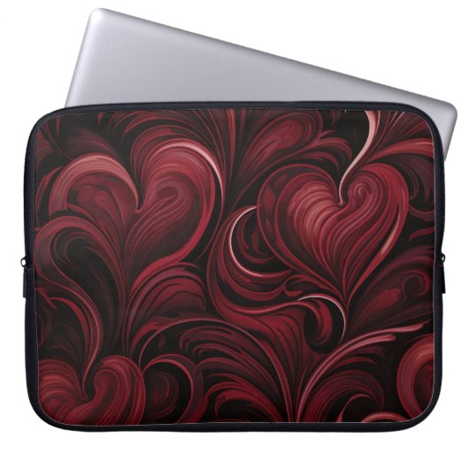 DARK RED VERZIERT VALENTINE HEARS LAPTOPSCHUTZHÜLLE (Vorderseite)