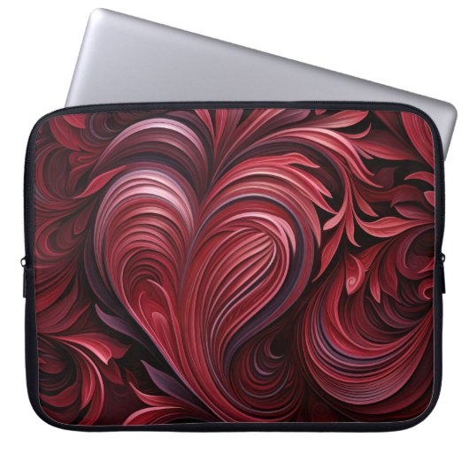 DARK RED VERZIERT VALENTINE HEARS LAPTOPSCHUTZHÜLLE (Vorderseite)
