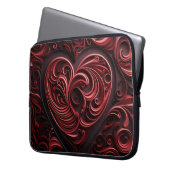 DARK RED VERZIERT VALENTINE HEARS LAPTOPSCHUTZHÜLLE (Vorderseite Links)
