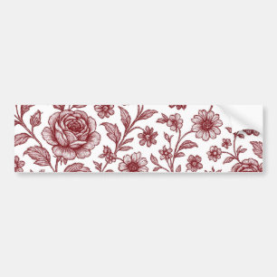 Dark Red Vintag Rose Pattern Autoaufkleber