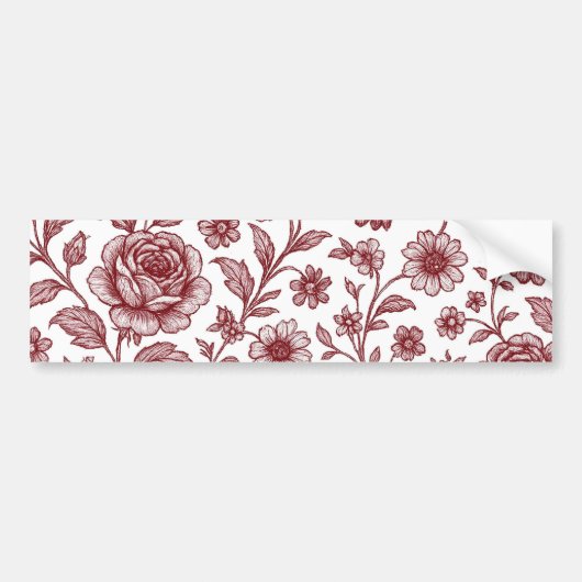 Dark Red Vintag Rose Pattern Autoaufkleber (Vorne)