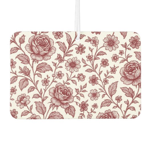 Dark Red Vintag Rose Pattern Autolufterfrischer (Vorderseite)