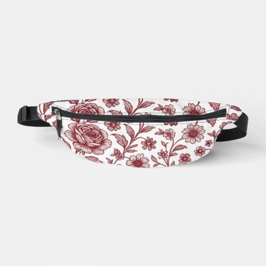 Dark Red Vintag Rose Pattern Bauchtasche (Vorderseite)