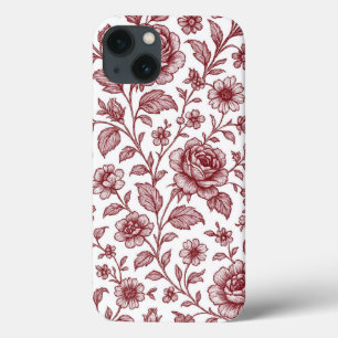 Dark Red Vintag Rose Pattern Case-Mate iPhone Hülle