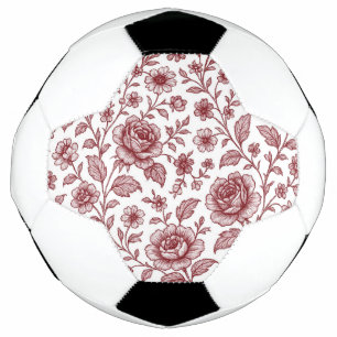 Dark Red Vintag Rose Pattern Fußball