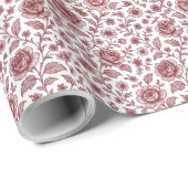 Dark Red Vintag Rose Pattern Geschenkpapier (Rolleneckpunkt)