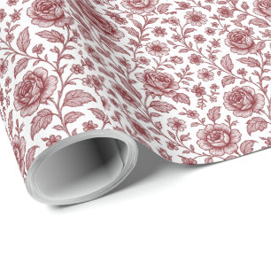 Dark Red Vintag Rose Pattern Geschenkpapier