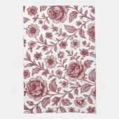 Dark Red Vintag Rose Pattern Geschirrtuch (Vertikal)