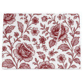 Dark Red Vintag Rose Pattern Große Geschenktüte (Vorderseite)