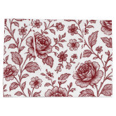 Dark Red Vintag Rose Pattern Große Geschenktüte (Rückseite)