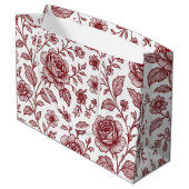 Dark Red Vintag Rose Pattern Große Geschenktüte (Rückseite Schrägansicht)