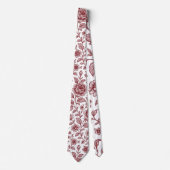 Dark Red Vintag Rose Pattern Krawatte (Vorderseite)