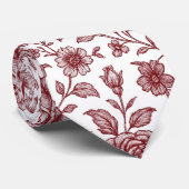 Dark Red Vintag Rose Pattern Krawatte (Gerollt)