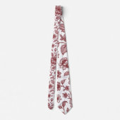 Dark Red Vintag Rose Pattern Krawatte (Rückseite)