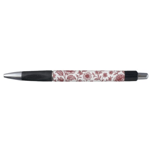 Dark Red Vintag Rose Pattern Kugelschreiber (Vorderseite)