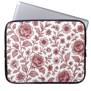 Dark Red Vintag Rose Pattern Laptopschutzhülle