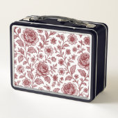 Dark Red Vintag Rose Pattern Metall Brotdose (Rückseite)