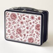 Dark Red Vintag Rose Pattern Metall Brotdose (Vorderseite)