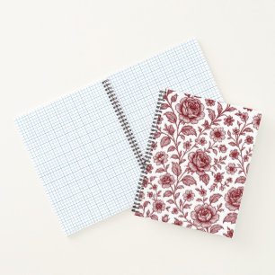 Dark Red Vintag Rose Pattern Notizblock