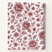 Dark Red Vintag Rose Pattern Notizblock (Rückseite)