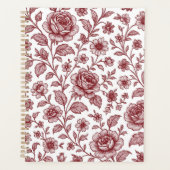 Dark Red Vintag Rose Pattern Planer (Vorderseite)