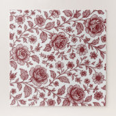 Dark Red Vintag Rose Pattern Puzzle (Horizontal)
