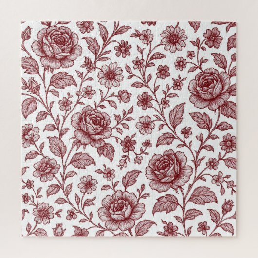 Dark Red Vintag Rose Pattern Puzzle (Vertikal)