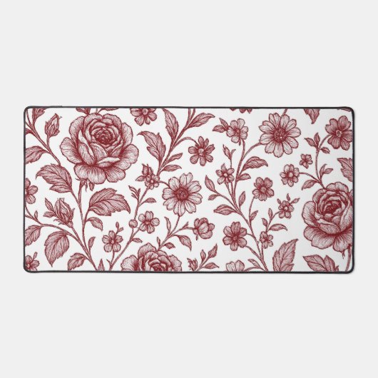 Dark Red Vintag Rose Pattern Schreibtischunterlage (Vorderseite)