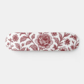 Dark Red Vintag Rose Pattern Skateboard (Horizontal)