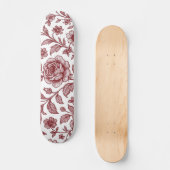 Dark Red Vintag Rose Pattern Skateboard (Vorderseite)
