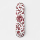 Dark Red Vintag Rose Pattern Skateboard (Vorne)