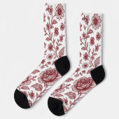 Dark Red Vintag Rose Pattern Socken (Linkes Detail)