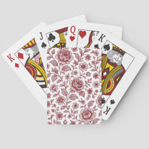 Dark Red Vintag Rose Pattern Spielkarten