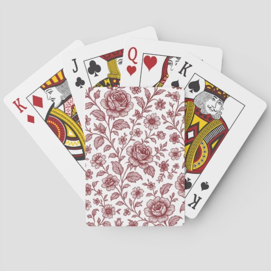 Dark Red Vintag Rose Pattern Spielkarten (Rückseite)
