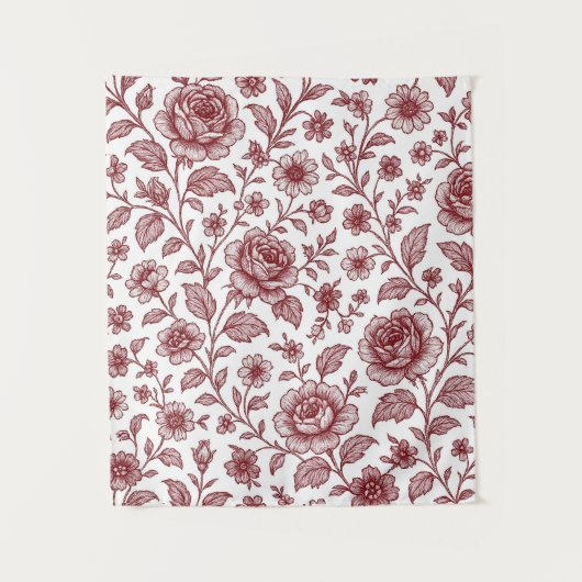 Dark Red Vintag Rose Pattern Wandteppich (Vorderseite)