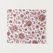 Dark Red Vintag Rose Pattern Wandteppich (Vorderseite (Horizontal))