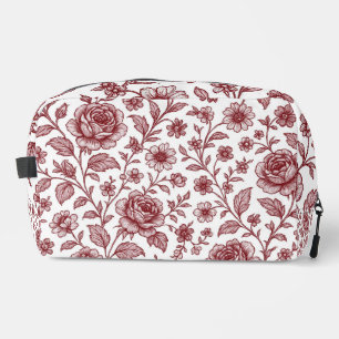 Dark Red Vintag Rose Pattern Waschbeutel