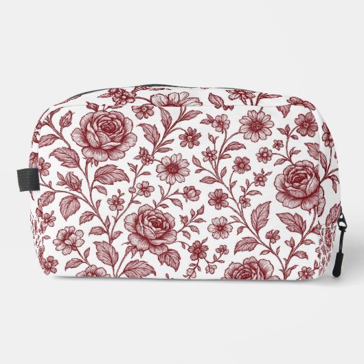 Dark Red Vintag Rose Pattern Waschbeutel (Vorderseite)