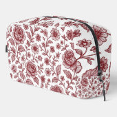Dark Red Vintag Rose Pattern Waschbeutel (Rechte Ecke)