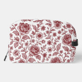 Dark Red Vintag Rose Pattern Waschbeutel (Rückseite)