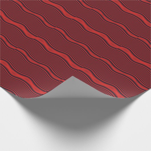 Dark Red Wavy Lines Geschenkpapier (Ecke)